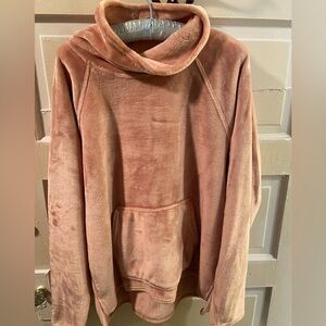 Pink fleece cowl neck sweatshirt